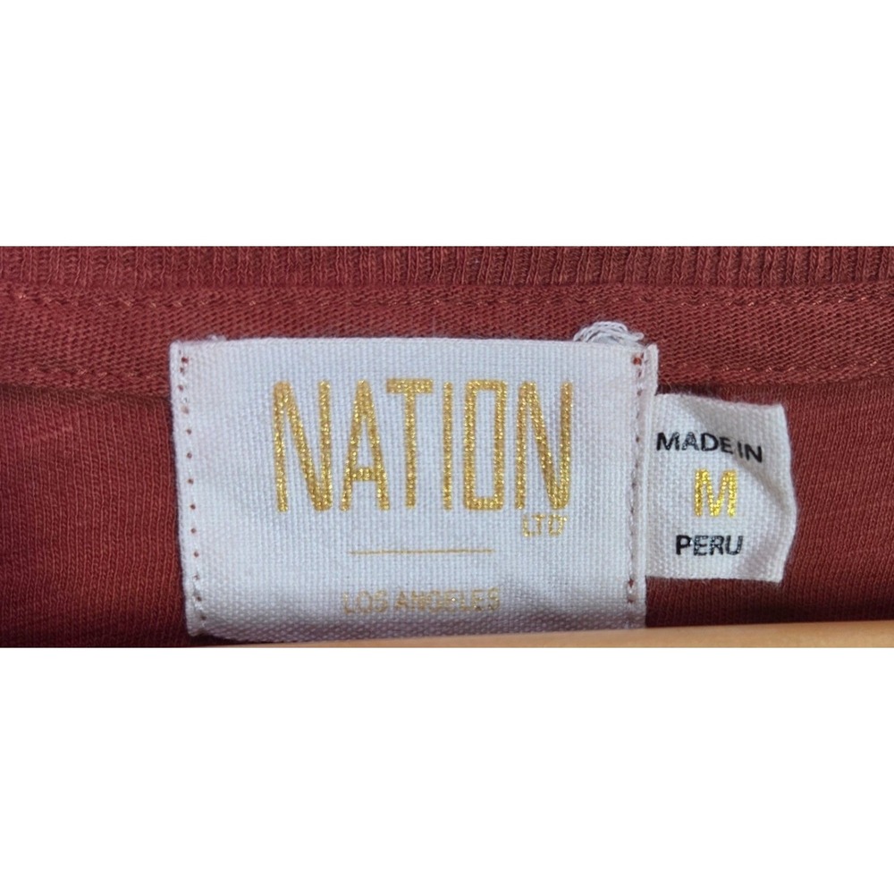 Nation LTD Romy Puff Sleeve Top Rust Terracotta Pima Cotton‎ Slub Size M Cottage - Picture 4 of 8